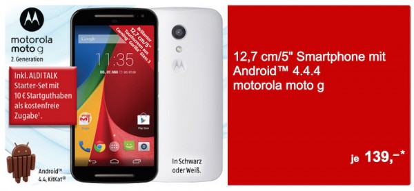 Motorola Moto G (2014) am 07.05. bei Aldi Süd für 139 Euro ...