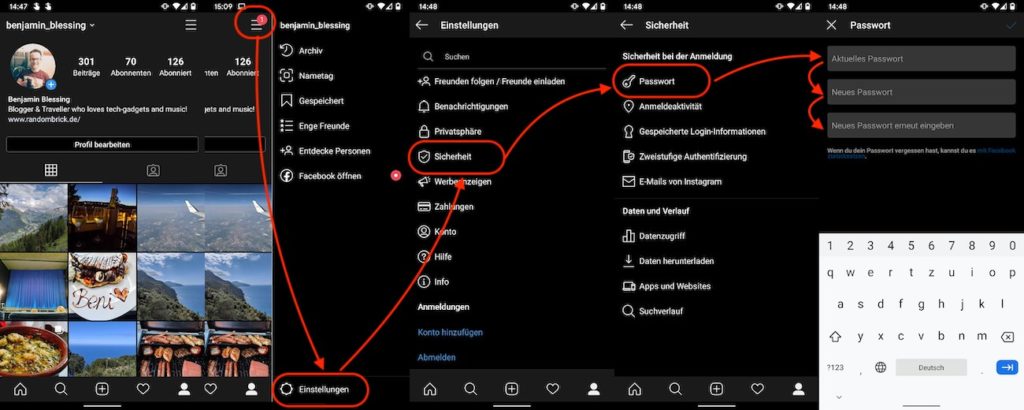 Schnell das Instagram Passwort ändern