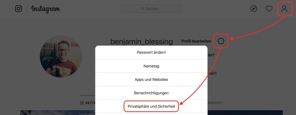 Instagram Passwort im Browser ändern