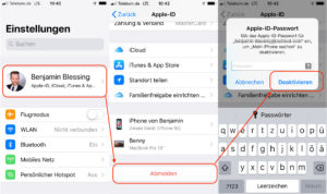Apple-ID vom iPhone oder iPad abmelden