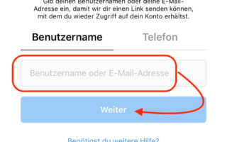 Instagram Passwort zurücksetzen mit der E-Mail Adresse