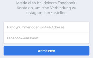 Instagram Passwort zurücksetzen mit dem Facebook-Account
