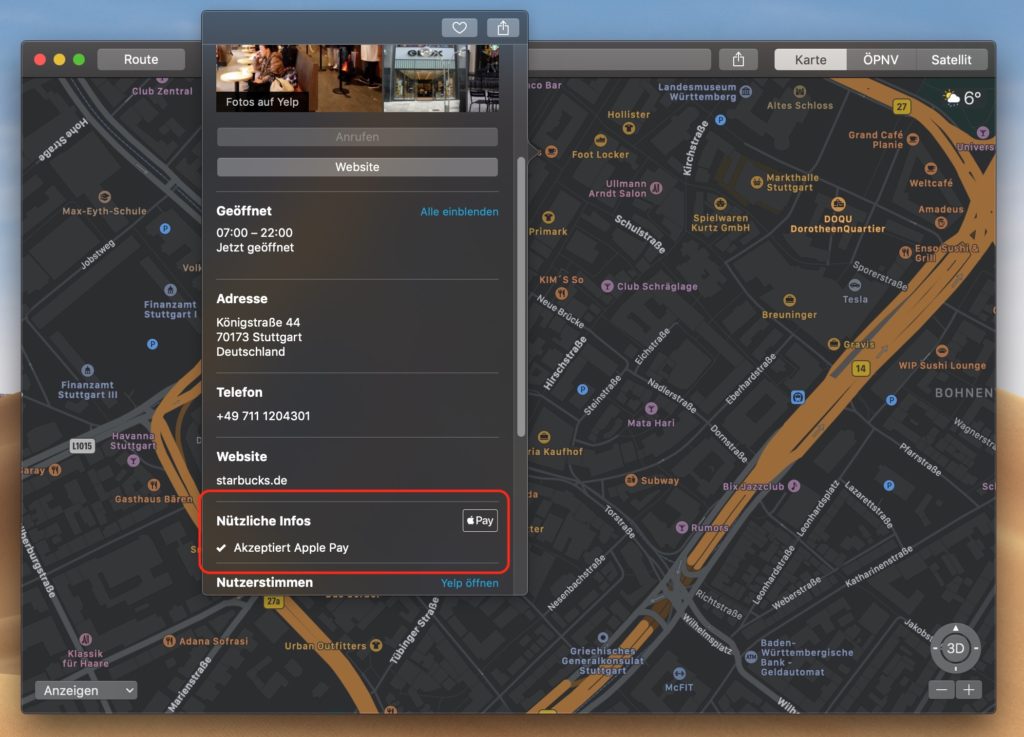 Apple Pay Händler über macOS finden