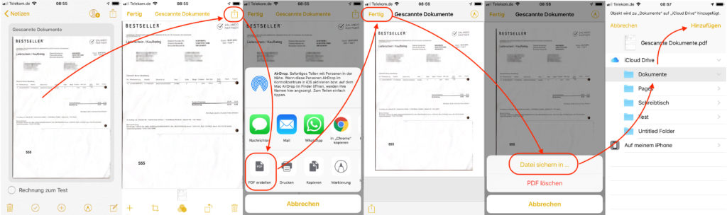 iOS gescannte Dokumente als PDF speichern