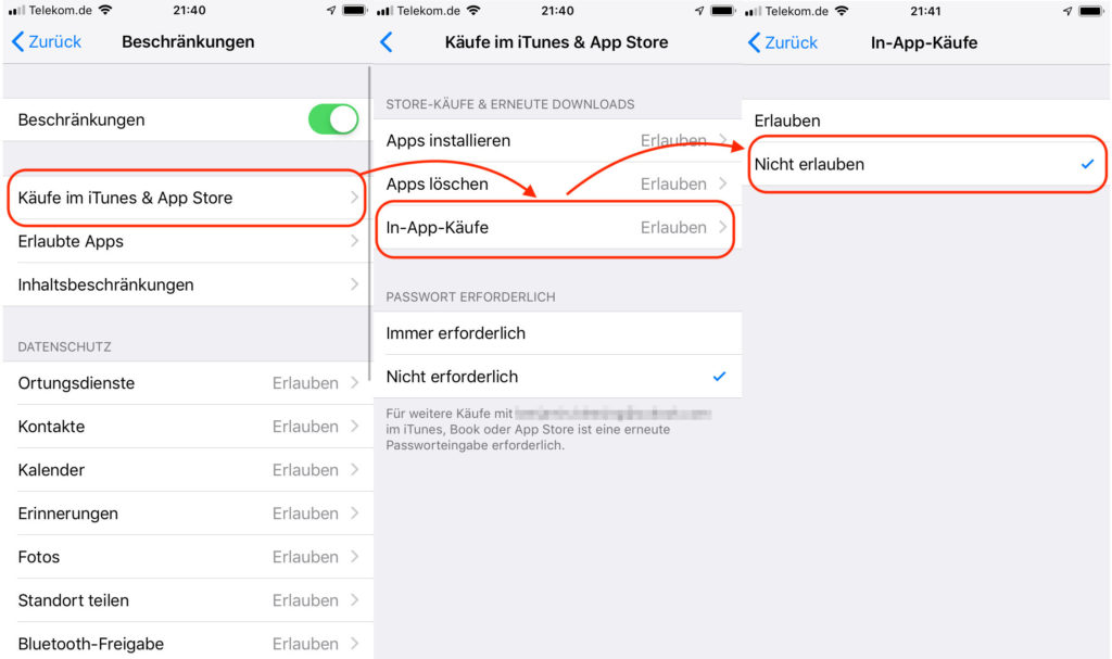 iPhone In-App-Käufe für Kinder verbieten