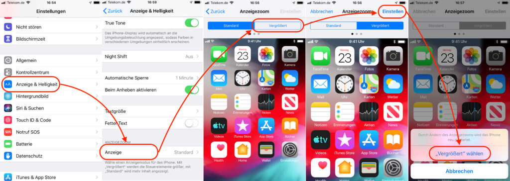 Anzeige auf iPhone vergrößern
