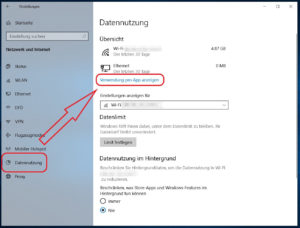 Anzeige der Datennutzung unter Windows 10