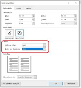 Word - Seiten für Buch einrichten