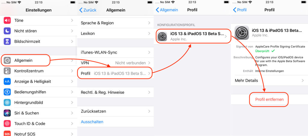 iOS: Public Beta Teilnahme beenden