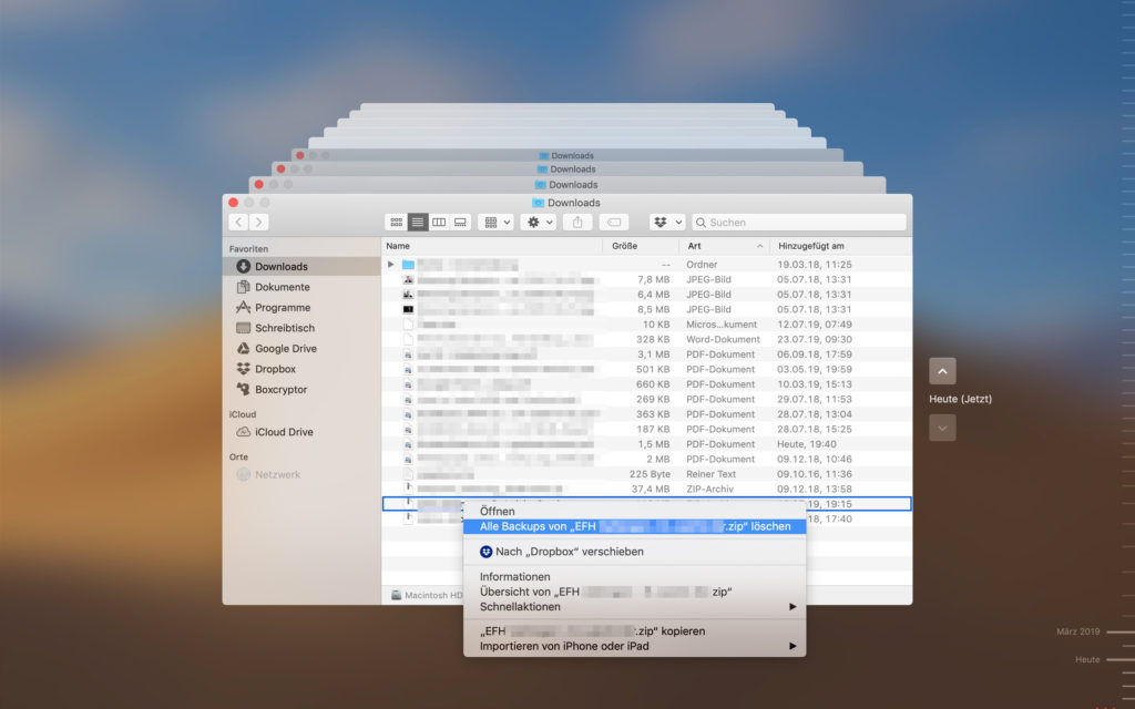 Time Machine Backup für eine Datei löschen