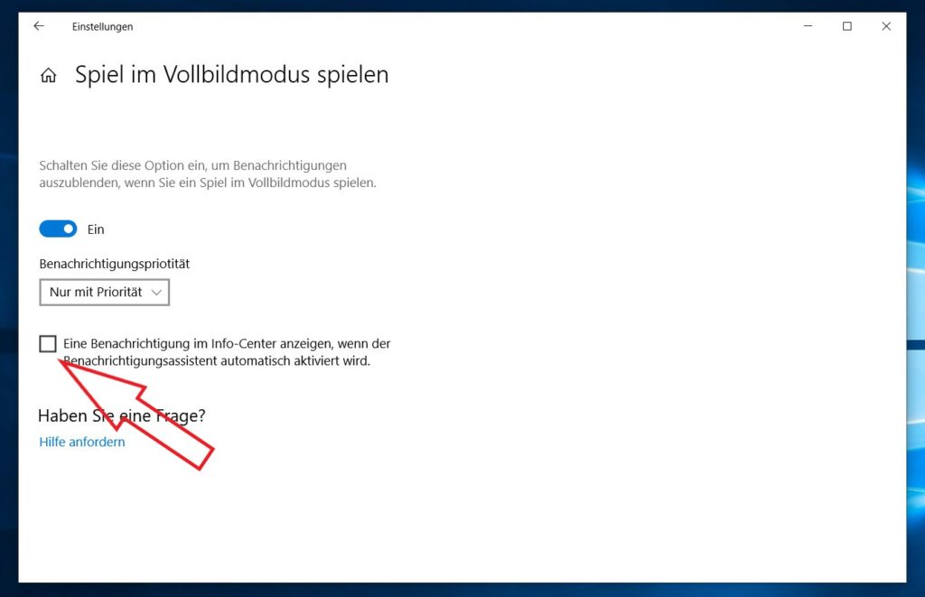 Windows 10 Benachrichtigungsassistent Info ausschalten